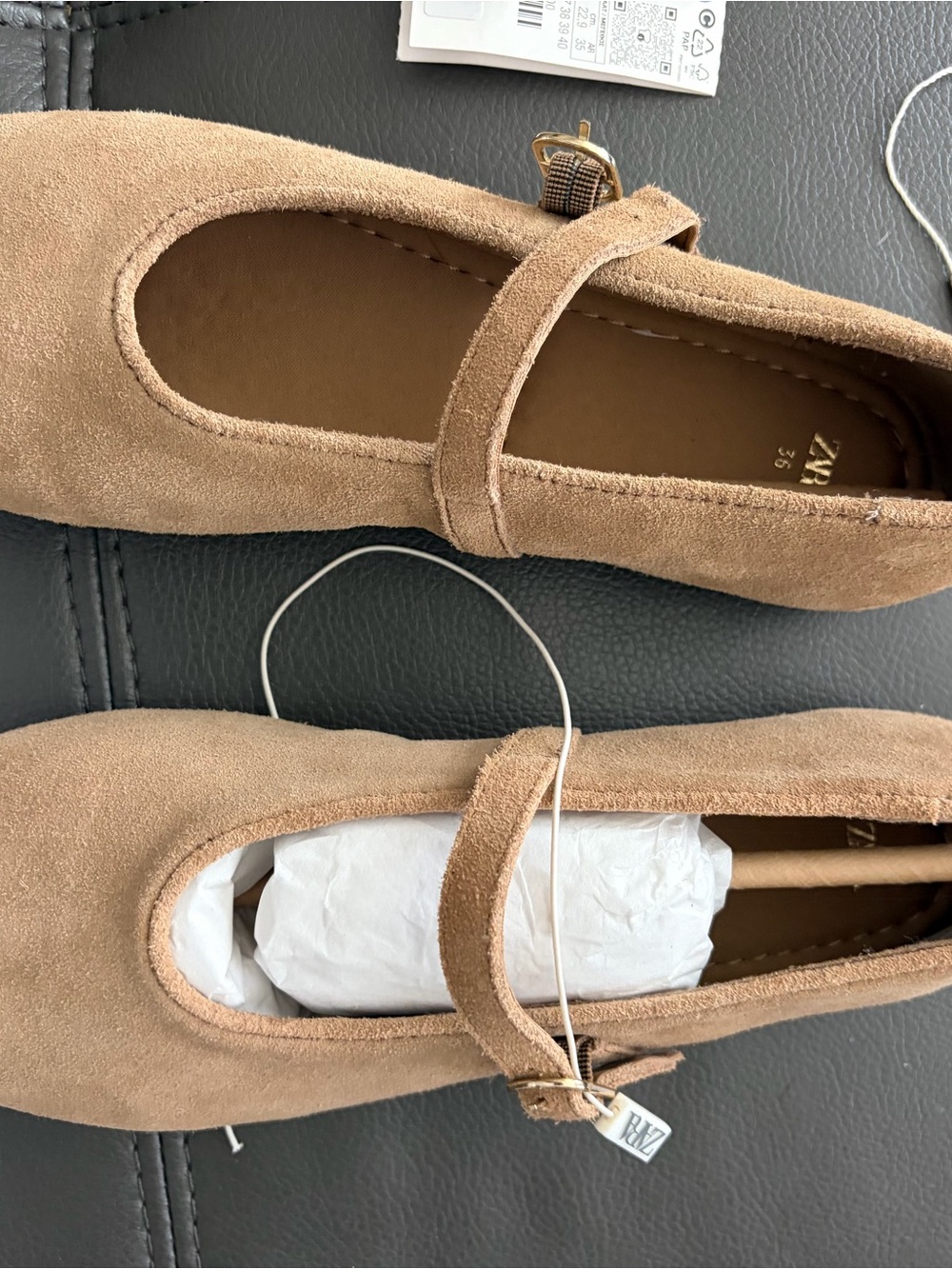 Zara Women’s Camel Mary Jane Flats with Buckle - Picture 4 of 9